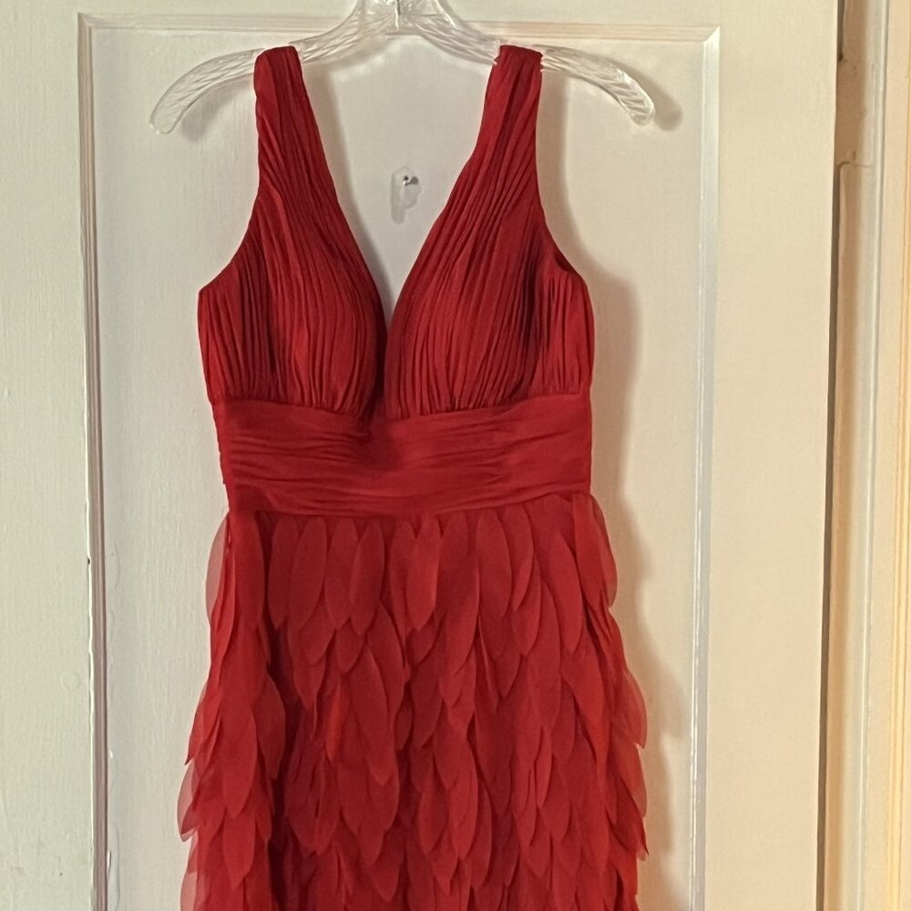 Dalia Macphee; Size 4; EUC; Red formal petal dress
